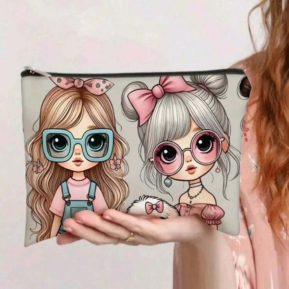 Kawaii Cute Girls Print Cosmetic Bag Zip Pouch Purse